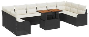 Σετ Καναπέ Κήπου με αποθήκευση 11 pcs Μαύρο Πολυ ράταν