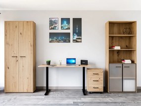 Σετ επίπλων Boston CU138, Ξεχωριστά μέρη, Με ντουλάπα, Με τραπέζι γραφείου, Με πρόσθετο εξοπλισμό, Artisan βελανιδιά, Μαύρο | Epipla1.gr
