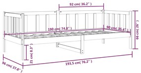 Καναπές Κρεβάτι Χωρίς Στρώμα Λευκό 90x190 εκ. Μασίφ Ξύλο Πεύκου - Λευκό