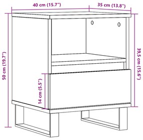 Κομοδίνο Παλιό ξύλο 40 x 35 x 50 εκ. από Επεξεργασμένο Ξύλο - Καφέ