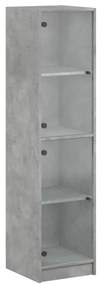 vidaXL Ντουλάπι Γκρι Σκυροδέματος 35x37x142 εκ. με Γυάλινες Πόρτες