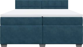 vidaXL Κρεβάτι Boxspring με Στρώμα Μπλε 200x200 εκ. Βελούδινο