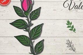 Σετ των 2 Intra απο ξύλο plywood 3mm-4mm πάχος – Τριαντάφυλλο Ημέρα του Αγίου Βαλεντίνου Δίασταση  20x20 cm INTRAFABR-86242521