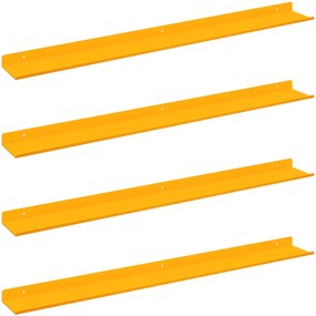 vidaXL Πλωτό ράφι 4 pcs Χαμομηλί κίτρινο 80 x 9 x 2,5 εκ. Ατσάλι