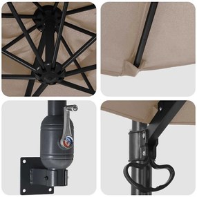 vidaXL Ομπρέλα Κήπου Ταμπά και Μαύρο 248 x 248 x 148 εκ