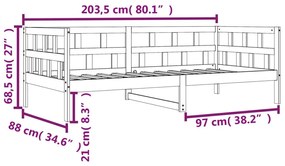 Καναπές Κρεβάτι Χωρίς Στρώμα Καφέ 80x200 εκ. Μασίφ Ξύλο Πεύκου - Καφέ