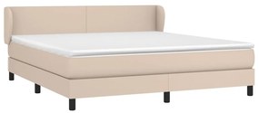 Κρεβάτι Boxspring με Στρώμα Καπουτσίνο 160x200εκ.από Συνθ.Δέρμα - Καφέ