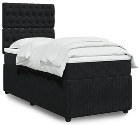 vidaXL Κρεβάτι Boxspring με Στρώμα Μαύρο 80 x 200 εκ. Βελούδινο