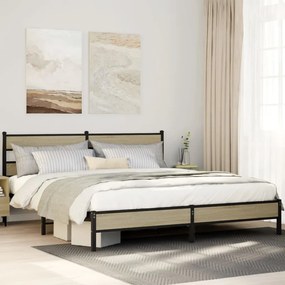 VidaXL Σκελετός Κρεβ. Χωρίς Στρώμα Sonoma Δρυς 193x203 εκ. Μεταλλικό