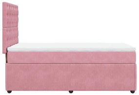 vidaXL Κρεβάτι Boxspring με Στρώμα Ροζ 90x190 εκ. Βελούδινο