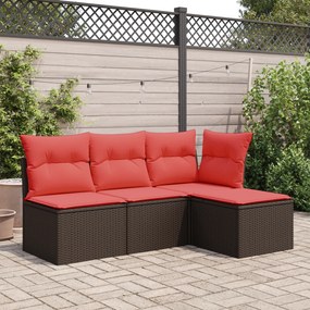 vidaXL Σκαμπό Κήπου με Μαξιλάρι Καφέ 55x55x37 εκ. Πολυ Ρατάν