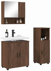 vidaXL Σετ Επίπλων Μπάνιου Επιτοίχιο 3 pcs Καφέ δρυς 61 x 35 x 64 εκ.