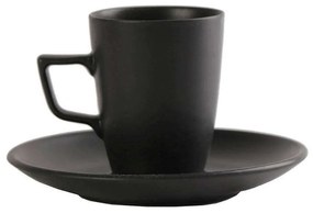 Φλιτζάνι Καφέ Με Πιατάκι Morgan OW2052K6 80ml Black Espiel Πορσελάνη