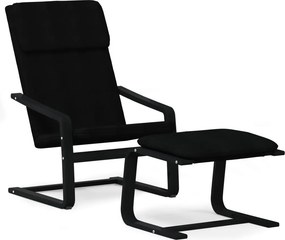 vidaXL Πολυθρόνα Relax Μαύρο Υφασμάτινη με Υποπόδιο