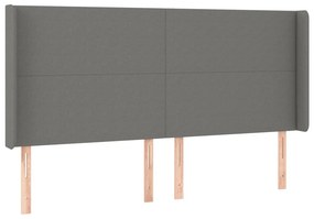 vidaXL Κρεβάτι Boxspring με Στρώμα &amp; LED Σκ.Γκρι 200x200εκ. Υφασμάτινο