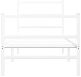 Πλαίσιο Κρεβατιού με Κεφαλάρι/Ποδαρικό Λευκό 75x190 εκ. Μέταλλο - Λευκό