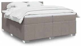 Κρεβάτι Boxspring με Στρώμα Taupe 200x200 εκ. Υφασμάτινο - Μπεζ-Γκρι