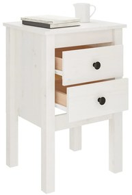 vidaXL Κομοδίνα 2 τεμ. Λευκό 40 x 35 x 61,5 εκ. από Μασίφ Ξύλο Πεύκου