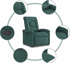 vidaXL Πολυθρόνα Ανακλινόμενη Σκούρο Πράσινο Υφασμάτινη