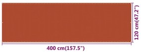 vidaXL Διαχωριστικό Βεράντας Πορτοκαλί 120 x 400 εκ. από HDPE