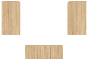 vidaXL Έπιπλα Τοίχου Τηλεόρασης 4 τεμ. LED Sonoma Δρυς από Επεξ. Ξύλο
