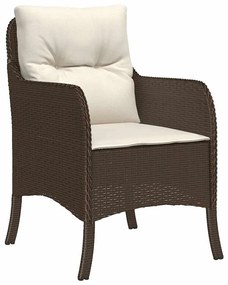 vidaXL Σέτ φαγητού για κήπο με μαξιλάρι 7 pcs Καφέ Πολυ ράταν