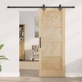 vidaXL Συρόμενη Πόρτα Φυσικό και μαύρο 78 x 202 εκ.