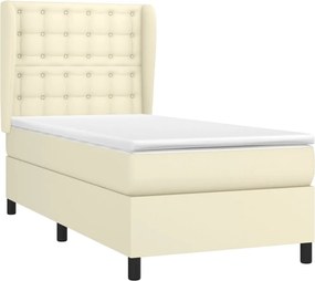 vidaXL Κρεβάτι Boxspring με Στρώμα Κρεμ 80 x 200 εκ. Συνθετικό Δέρμα