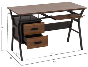 ΓΡΑΦΕΙΟ ΚΑΡΥΔΙ-ΓΚΡΙ ΜΕ ΜΑΤ ΓΚΡΙ ΣΚΕΛΕΤΟ  120X60X76εκ.