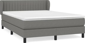 vidaXL Κρεβάτι Boxspring με Στρώμα Σκούρο Γκρι 140x200 εκ Υφασμάτινο