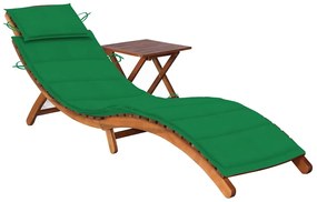 Ξαπλώστρα Κήπου από Μασίφ Ξύλο Ακακίας με Τραπεζάκι & Μαξιλάρι