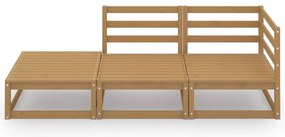 vidaXL Σαλόνι Κήπου Σετ 3 Τεμαχίων Καφέ Μελί από Μασίφ Ξύλο Πεύκου