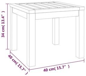 Σκαμπό Κήπου 2 τεμ. 40x40x42 εκ Μασίφ Ξύλο Ακακίας με Μαξιλάρια - Κρεμ