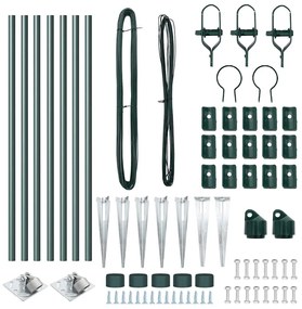 vidaXL Στύλος Περιφράξεων 7 pcs Πράσινο Ατσάλι
