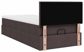 Οθωμανικό κρεβάτι με στρώμα Σκούρο καφέ 80x200cm ύφασμα 3311417