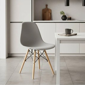 Καρέκλα Alta PP γκρι-φυσικό πόδι 46x50x82