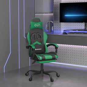 Καρέκλα Gaming Περιστρ. Υποπόδιο Μαύρο/Πράσινο Συνθετικό Δέρμα