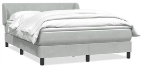 vidaXL Κρεβάτι Boxspring με Στρώμα Ανοιχτό Γκρι 140x210 εκ. Βελούδινο