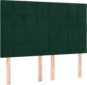 vidaXL Κρεβάτι Boxspring με Στρώμα &amp; LED Σκ. Πράσινο 140x200εκ Βελούδο