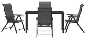 vidaXL Σέτ φαγητού για κήπο 5 pcs Γκρι Χάλυβας με επίστρωση πούδρας