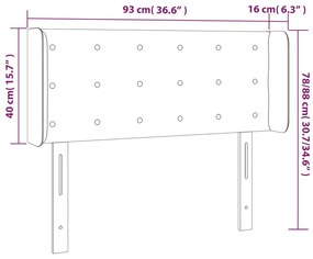 vidaXL Κεφαλάρι Κρεβατιού LED Μαύρο 93x16x78/88 εκ. Βελούδινο