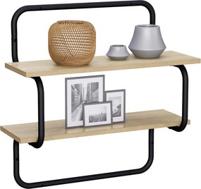 vidaXL Επίτοιχο Ράφι 2 Επιπέδων Sonoma Δρυς 60 x 24,5 x 61 εκ