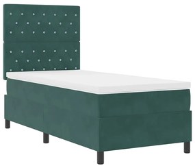 vidaXL Κρεβάτι με ελατήρια Σκούρο πράσινο 90 x 200 cm Βελούδο