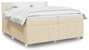 Κρεβάτι Boxspring με Στρώμα Κρεμ 200x200 εκ. Υφασμάτινο - Κρεμ