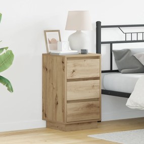 vidaXL κομοδίνο  με LED Ξύλο Artisan Oak 39x34.5x65 εκ. Επεξεργασμένο Ξύλο
