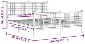 ΠΛΑΙΣΙΟ ΚΡΕΒΑΤΙΟΥ ΜΕ ΚΕΦΑΛΑΡΙ&amp;ΠΟΔΑΡΙΚΟ ΜΑΥΡΟ 160X200ΕΚ. ΜΕΤΑΛΛΟ 376345