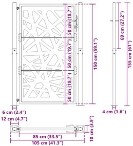 Garden Gate Μαύρη 105x155 cm Σχέδιο Ατσάλινο Φωτιστικό - Μαύρο