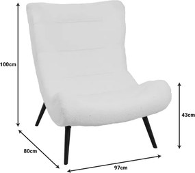 Πολυθρόνα-μπερζέρα Silla pakoworld μπουκλέ ύφασμα σε μπεζ απόχρωση 97x80x100εκ