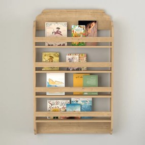 Επιτοίχια βιβλιοθήκη - ραφιέρα Montessori Megapap χρώμα sapphire oak 80x15x132εκ.