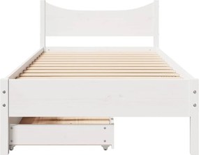 vidaXL Πλαίσιο Κρεβατιού με Συρτάρια Λευκό 75x190εκ. Μασίφ Πεύκο
